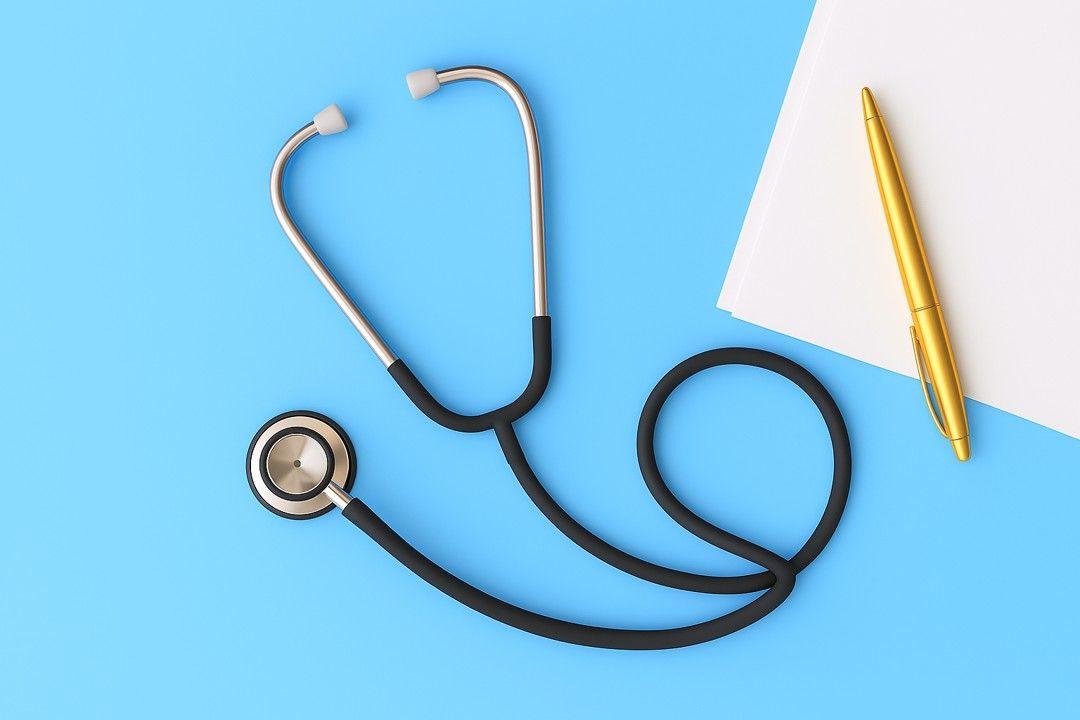 Estetoscopio medico, composición bonita y armónica, imagen minimalista representa el peritaje medico